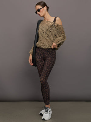 High Rise Sport Pocket Legging in Melt - Leopard Print