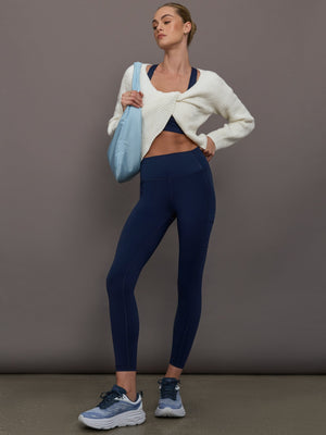 High Rise Pocket Legging in Diamond Compression - Navy