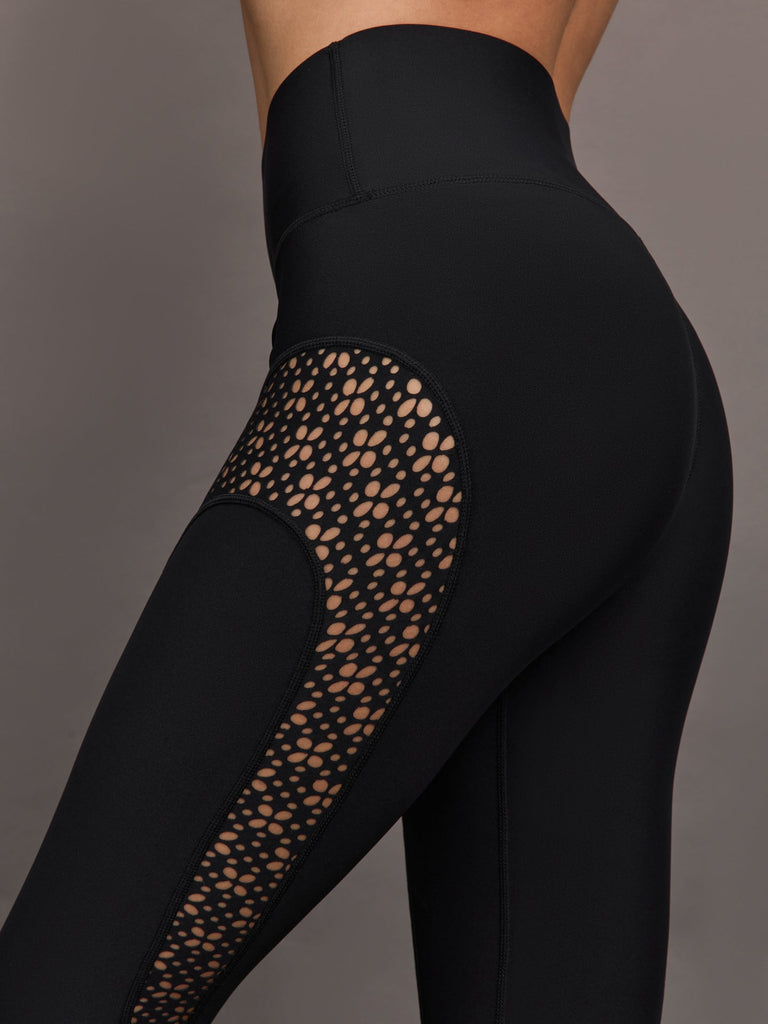 Laser Cut Legging in Diamond Compression - Black