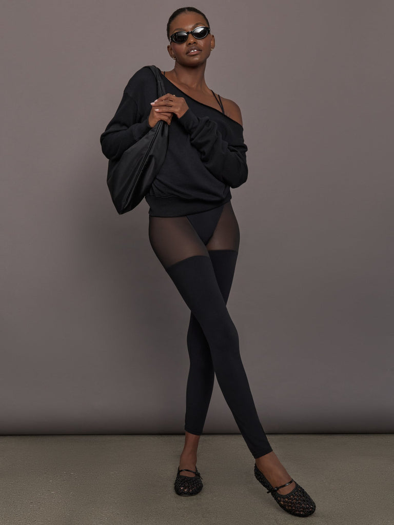 Sheer Thigh High Legging in Melt - Black