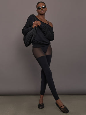 Sheer Thigh High Legging in Melt - Black