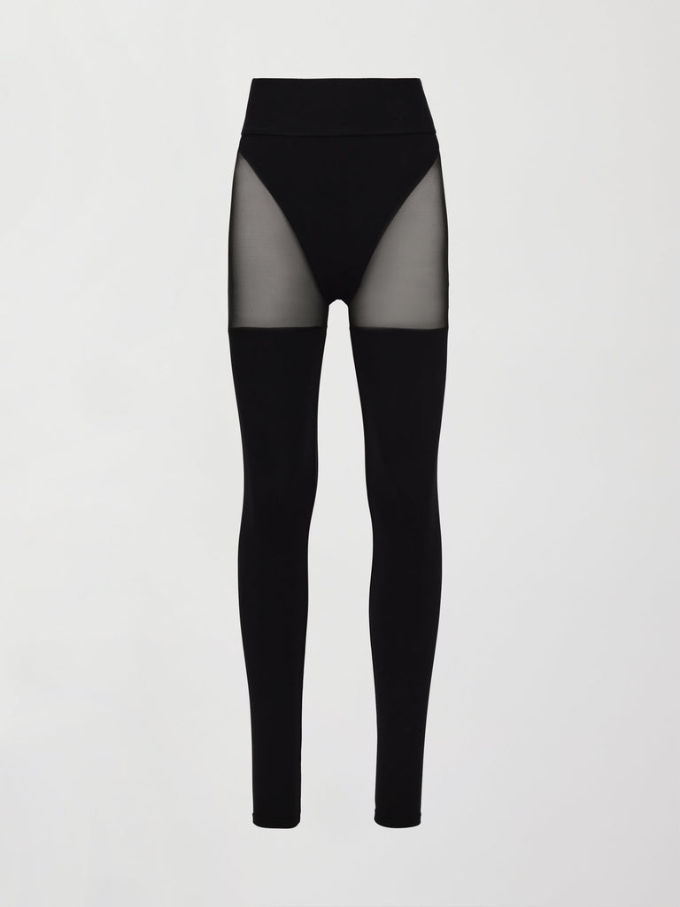 Sheer Thigh High Legging in Melt - Black