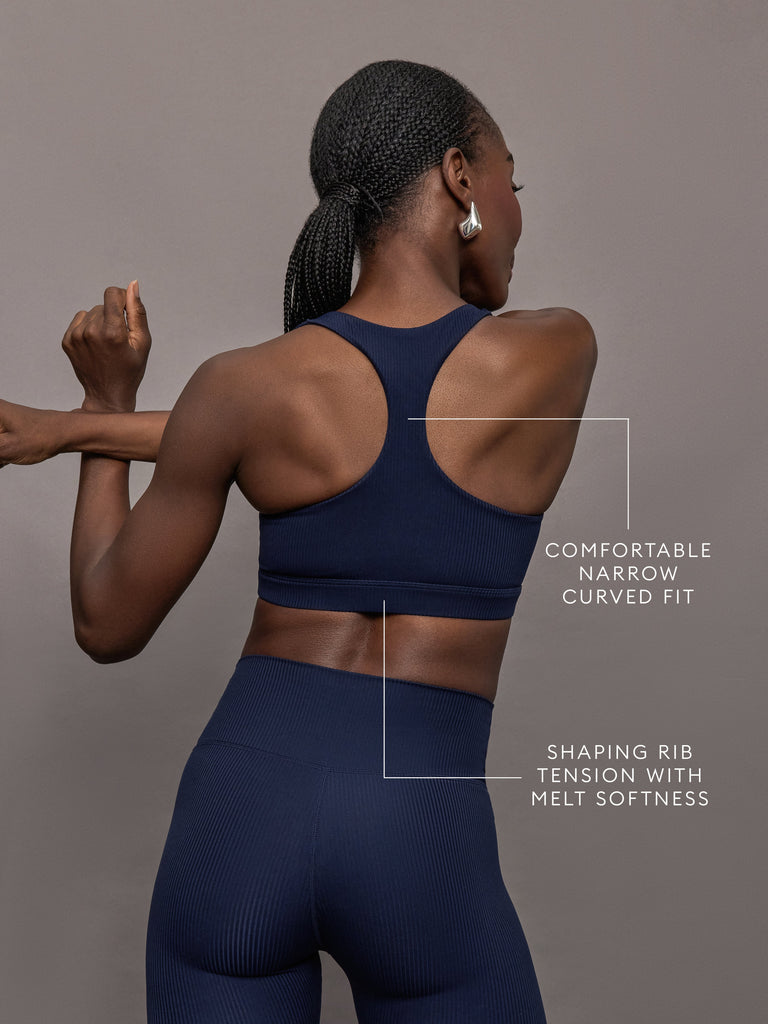 Racerback Bra in Ribbed Melt - True Navy