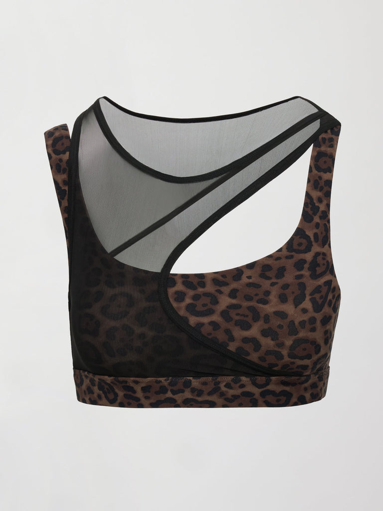 Mesh Overlay Bra in Melt - Leopard Print