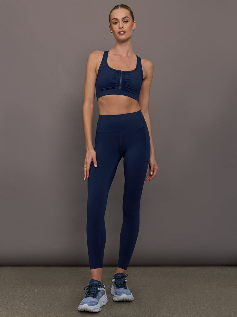 Zipper Bra in Diamond Compression - Navy