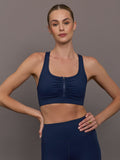 Zipper Bra in Diamond Compression - Navy