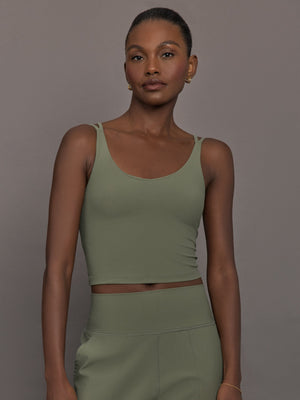 V-Neck Tank in Melt - Moss