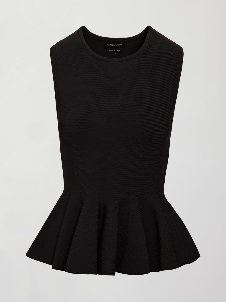Peplum Sweater Tank - Black