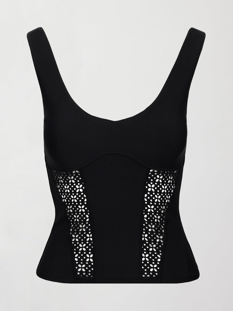 Laser Cut Tank in Diamond Compression - Black