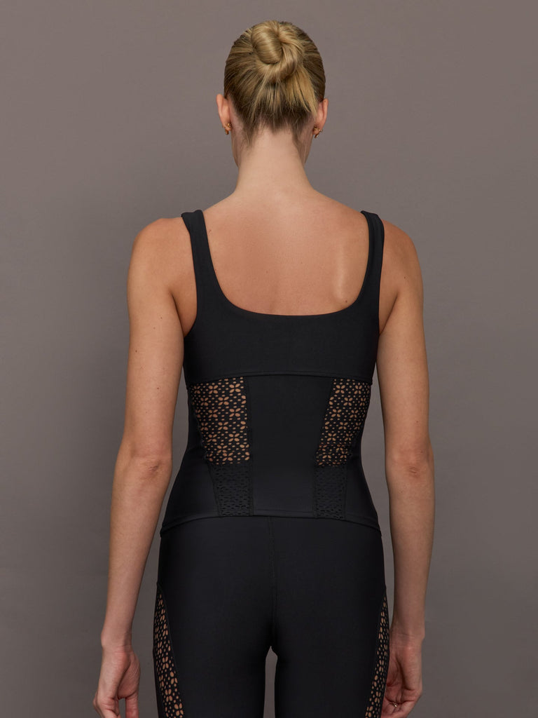 Laser Cut Tank in Diamond Compression - Black
