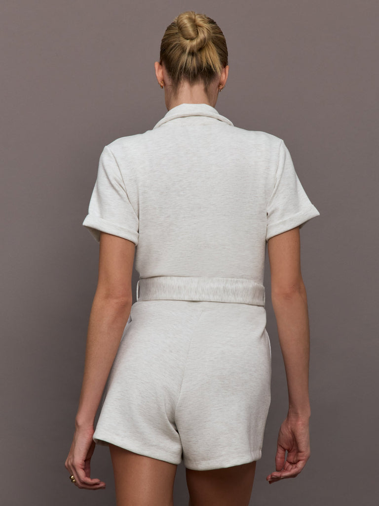 Short Romper in Interlock - Moonbeam Heather