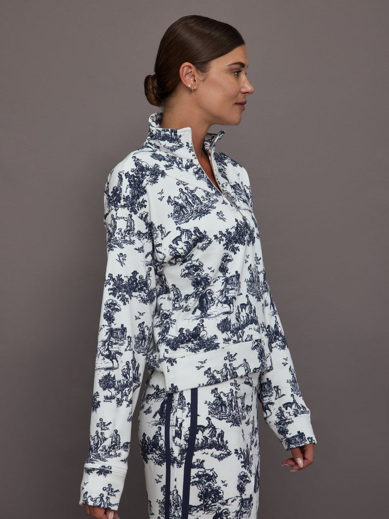 Toile Half Zip - Navy Toile