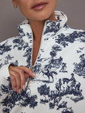 Toile Half Zip - Navy Toile