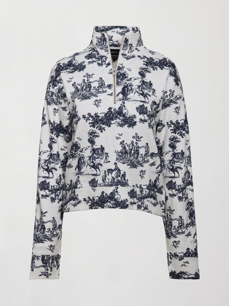 Toile Half Zip - Navy Toile