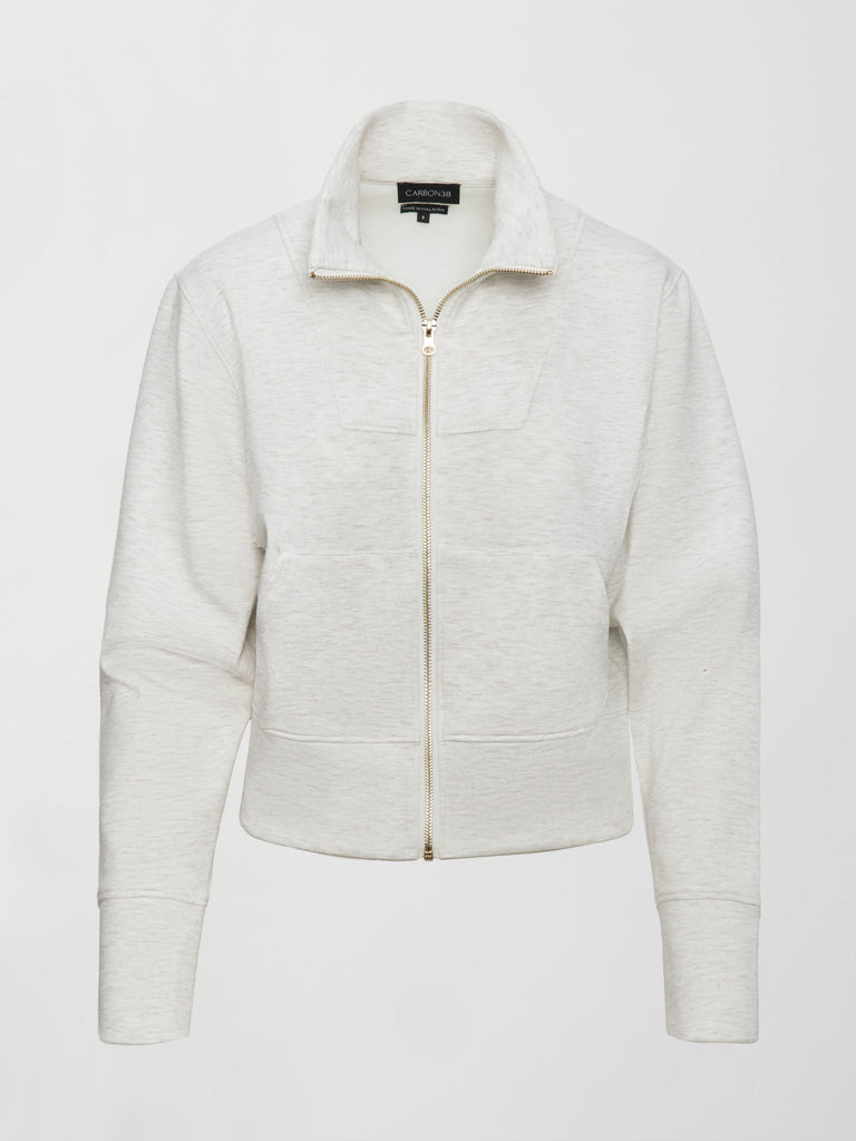 Full Zip Jacket in Interlock - Moonbeam Heather