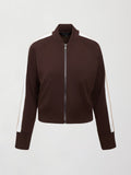 Bomber with Contrast Stripe in Scuba - Chocolate Torte