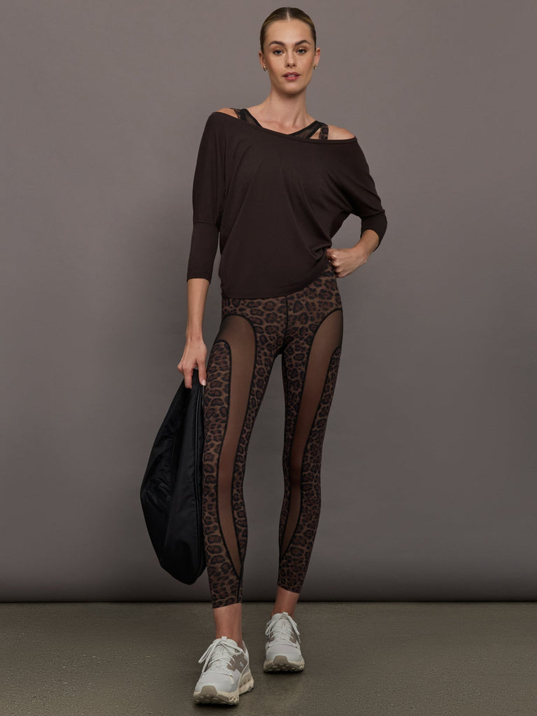 Long Sleeve Off Shoulder Tee - Chocolate Torte