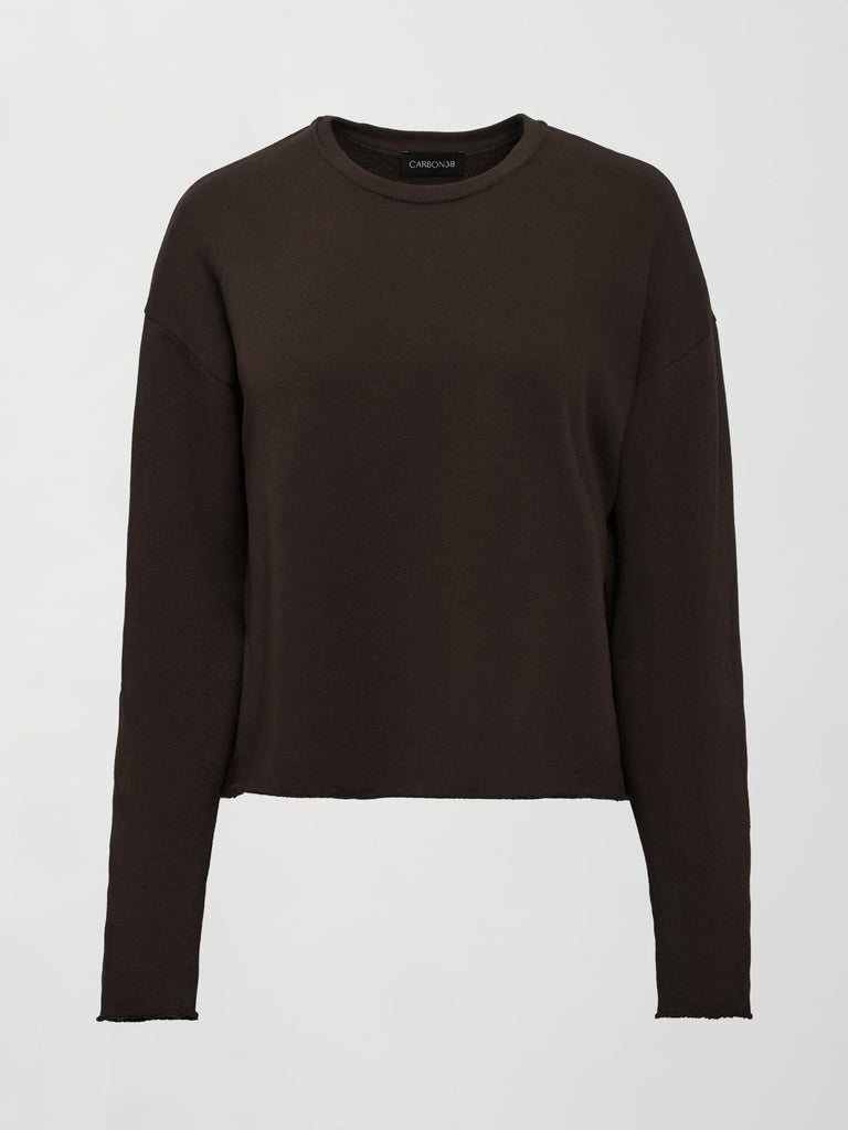 Crew Neck Sweatshirt in French Terry - Chocolate Torte