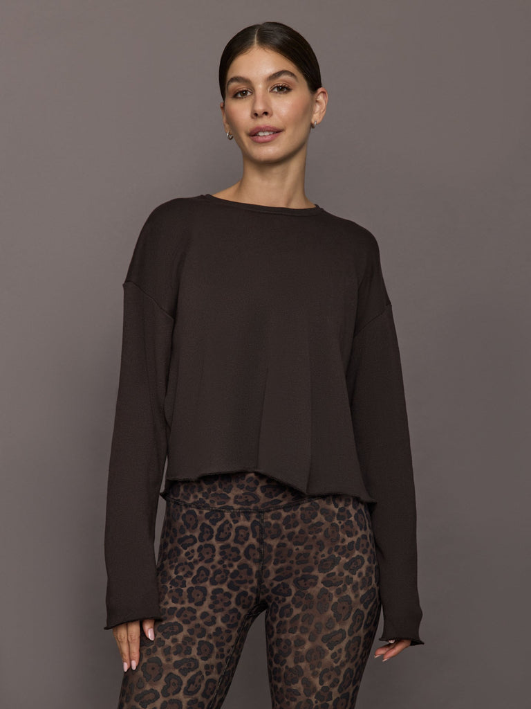 Crew Neck Sweatshirt in French Terry - Chocolate Torte