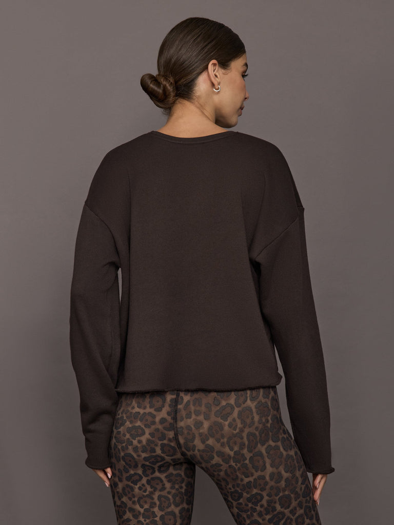Crew Neck Sweatshirt in French Terry - Chocolate Torte