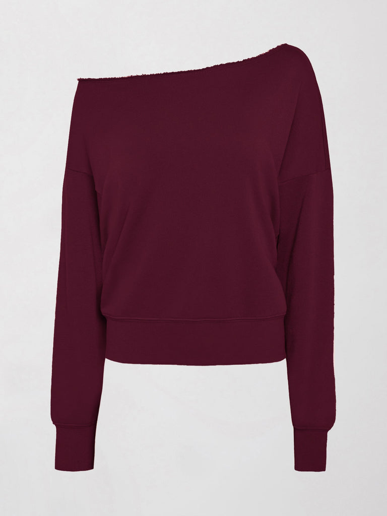 Off Shoulder Sweatshirt in French Terry - Fig