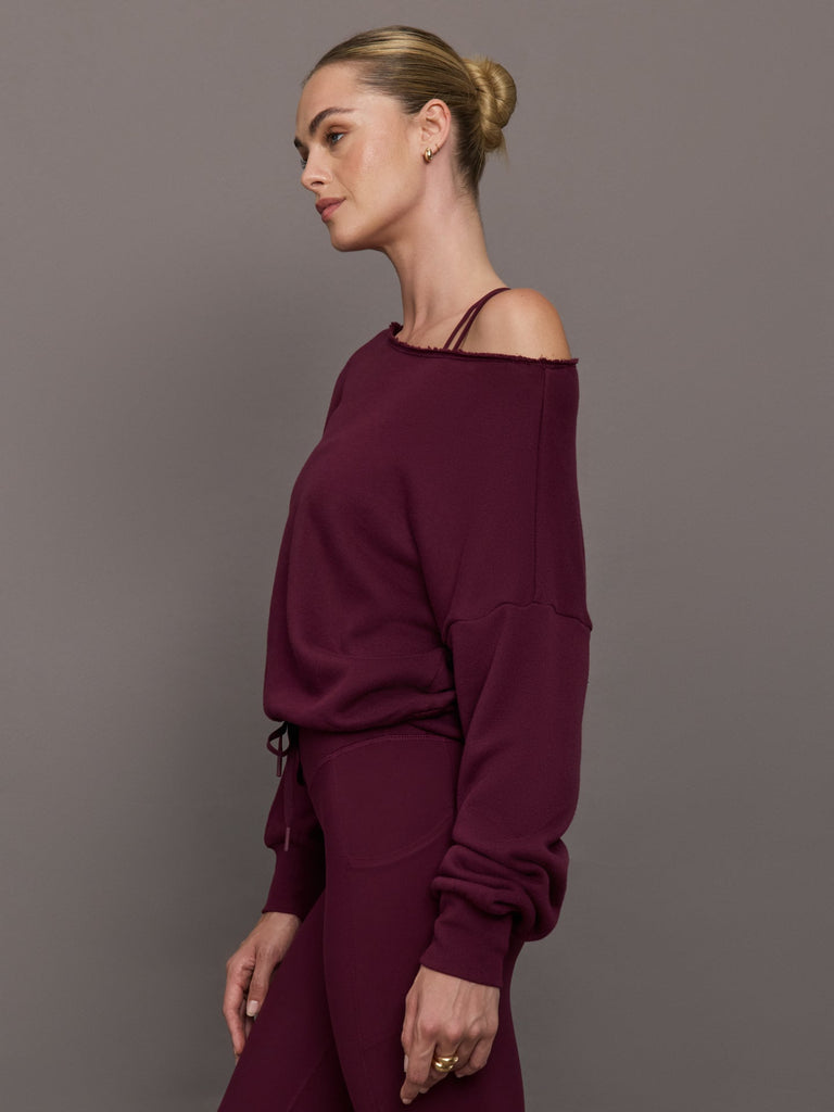 Off Shoulder Sweatshirt in French Terry - Fig