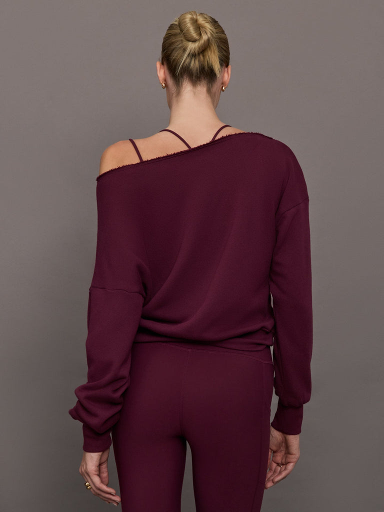 Off Shoulder Sweatshirt in French Terry - Fig