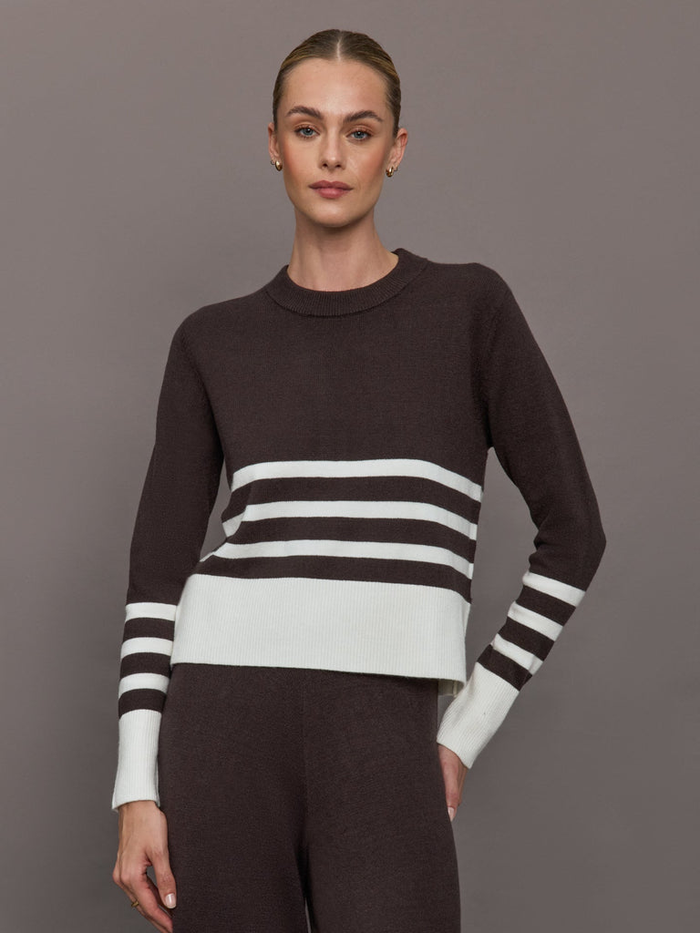 Striped Sweater - Chocolate Torte / Off White
