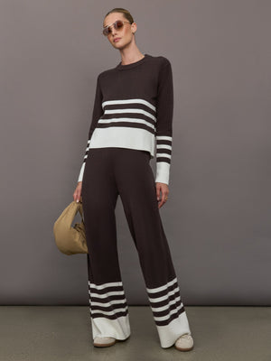 Striped Sweater Pant - Chocolate Torte / Off White