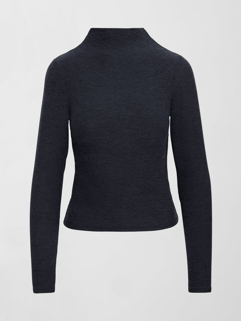 Mock Neck Long Sleeve in Soft Luxe - Heather Black