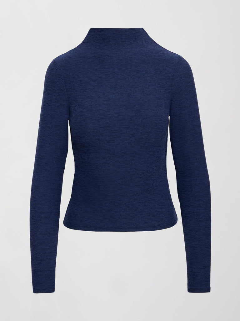 Mock Neck Long Sleeve in Soft Luxe - Heather Navy Blazer