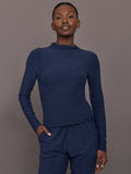 Mock Neck Long Sleeve in Soft Luxe - Heather Navy Blazer