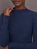 Mock Neck Long Sleeve in Soft Luxe - Heather Navy Blazer