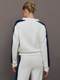Half Zip With Contrast Stripe in Scuba - Ivory