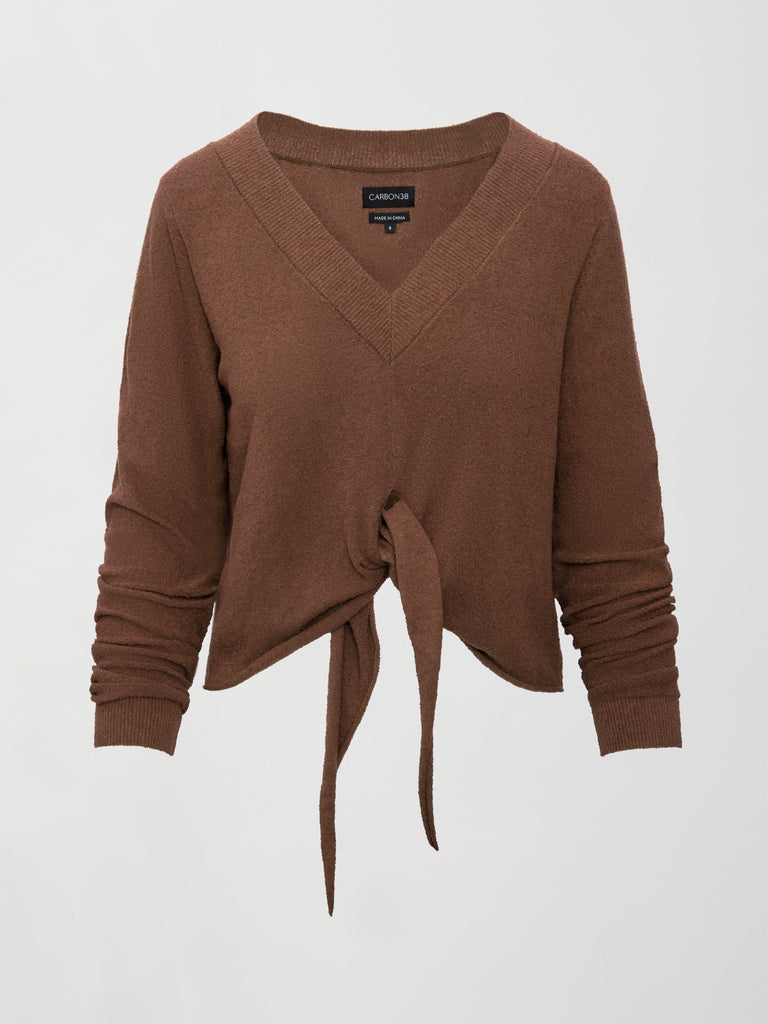 Knot Front Sweater - Cocoa