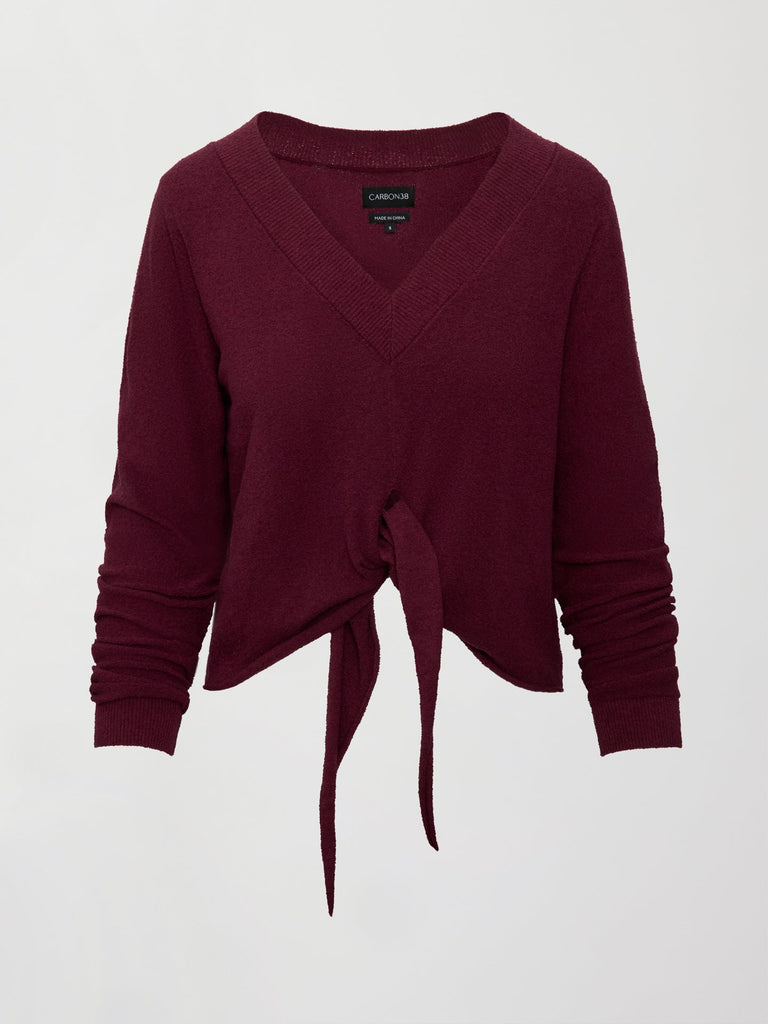 Knot Front Sweater - Fig