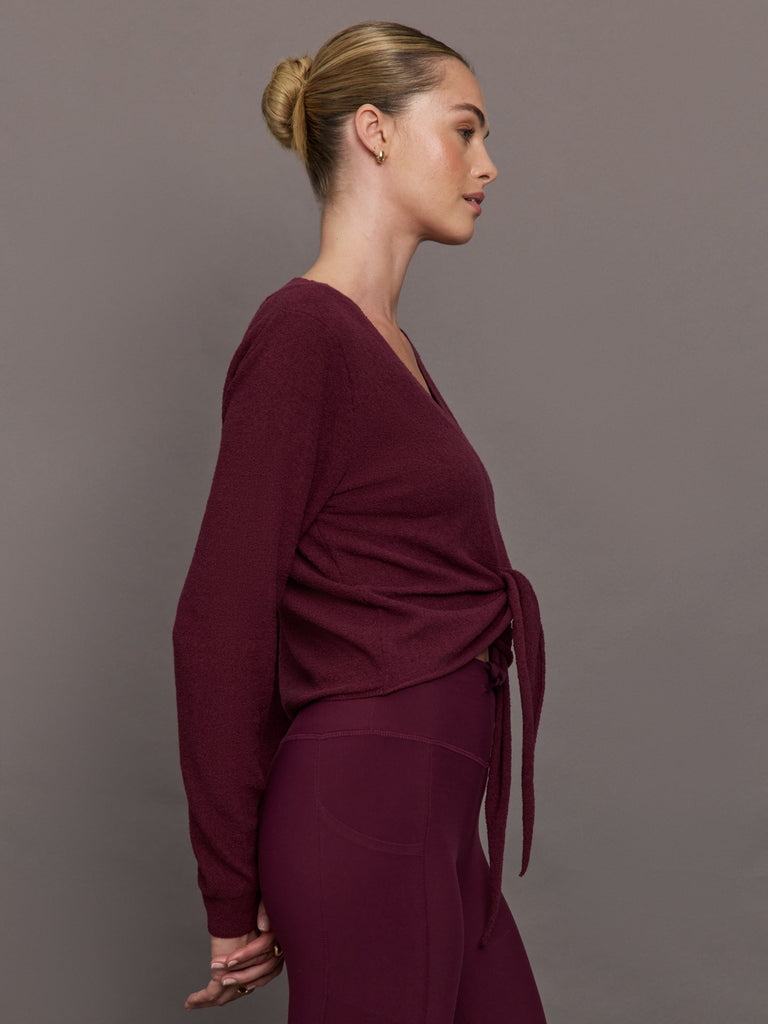 Knot Front Sweater - Fig