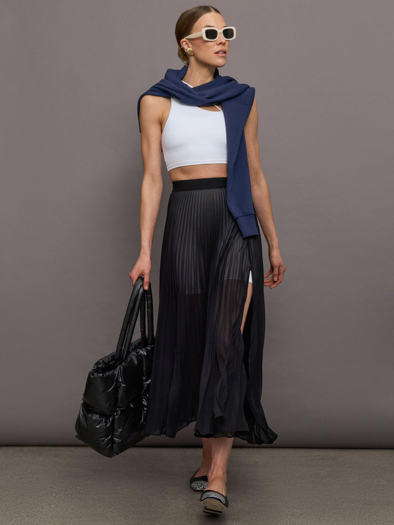 Mesh Pleated Skirt - Black
