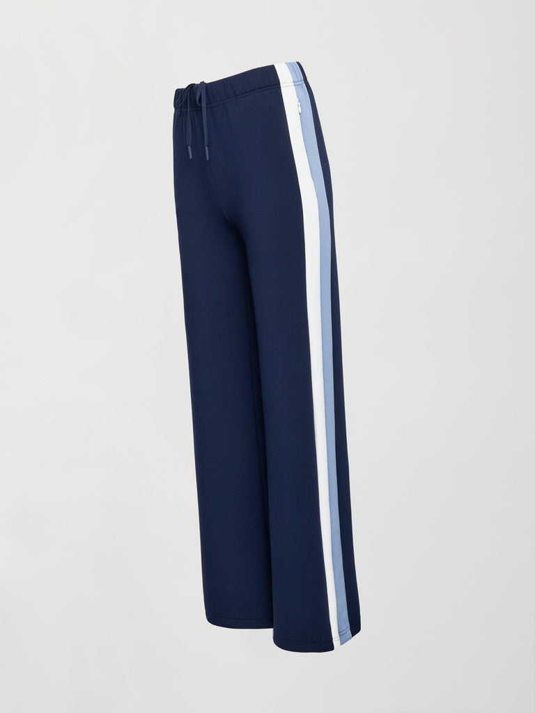Wide Leg Track Pant in Scuba - Navy