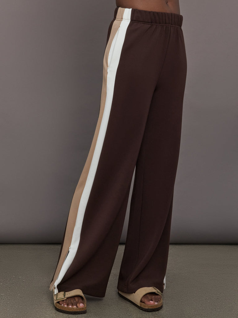 Wide Leg Track Pant in Scuba - Chocolate Torte