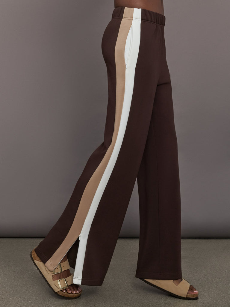 Wide Leg Track Pant in Scuba - Chocolate Torte