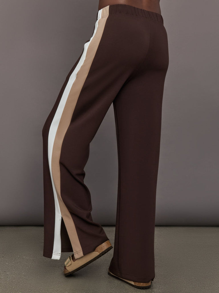 Wide Leg Track Pant in Scuba - Chocolate Torte