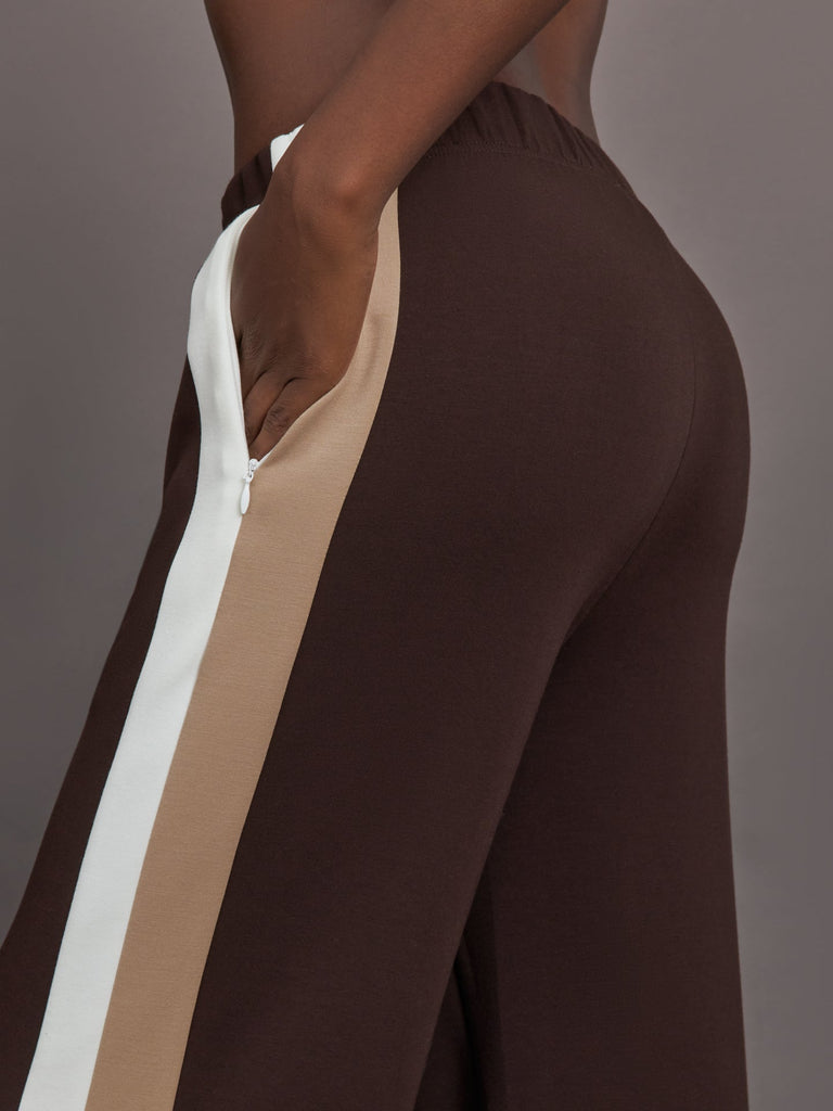 Wide Leg Track Pant in Scuba - Chocolate Torte