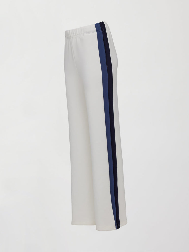 Wide Leg Track Pant in Scuba - Ivory