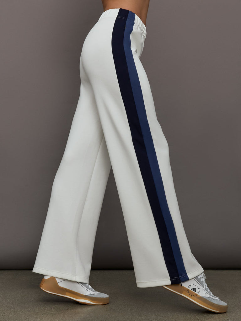 Wide Leg Track Pant in Scuba - Ivory