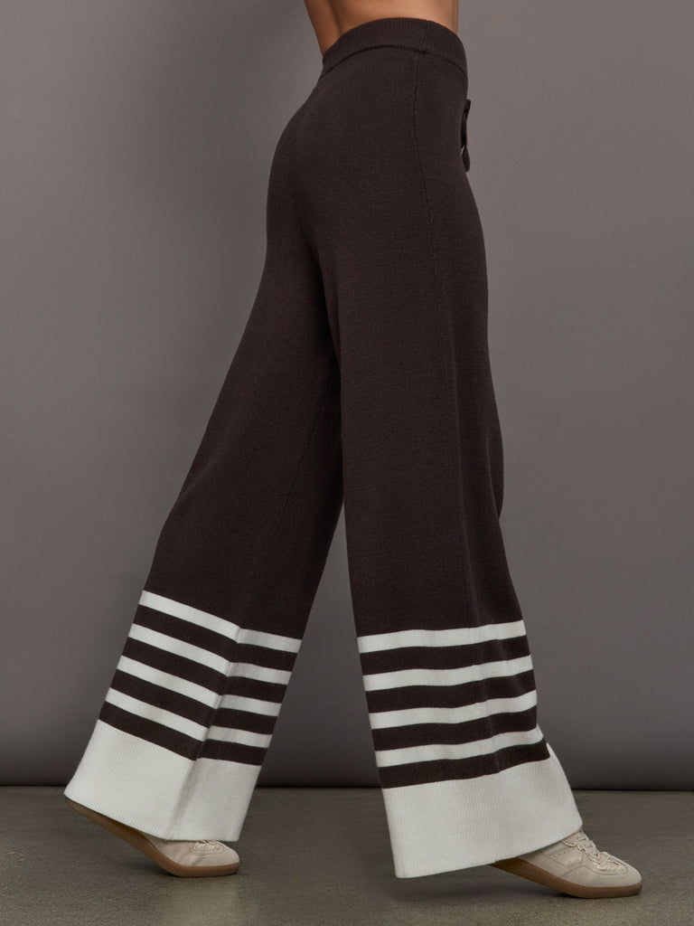 Striped Sweater Pant - Chocolate Torte / Off White