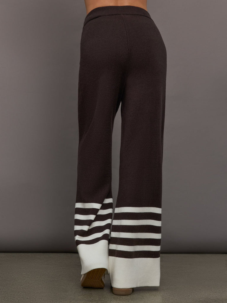 Striped Sweater Pant - Chocolate Torte / Off White