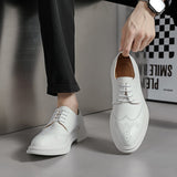 Men's Shoes British Formal Business Leather Shoes White Pointed Leather Shoes