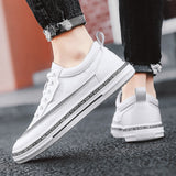 Men's Shoes Spring Breathable Canvas Shoes Low Cut White Shoes