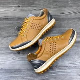 Summer Shoes Men's Leather Contrast Running Shoes